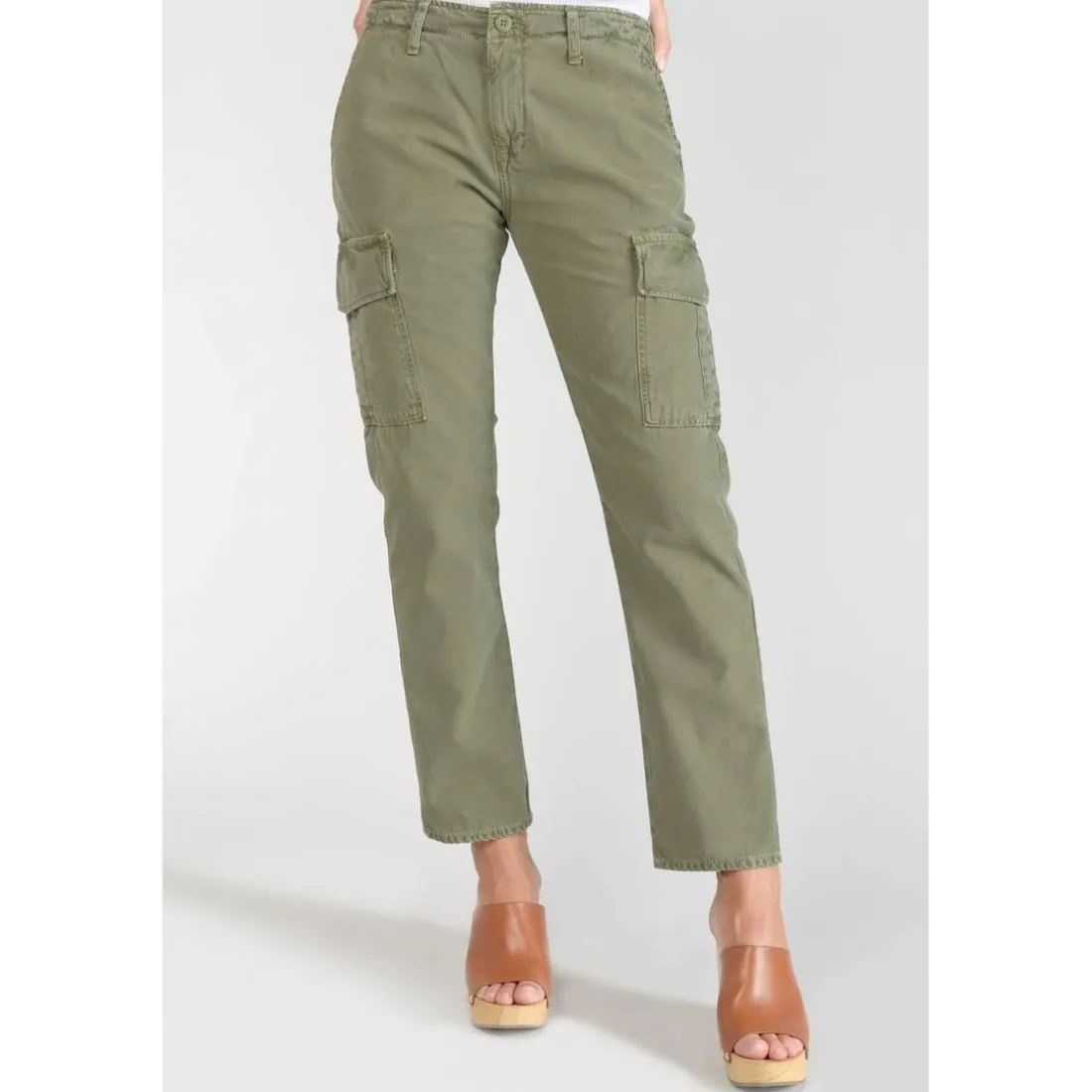 Pantalon cargo Castellas kaki vert en coton