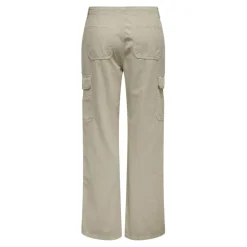 Pantalon cargo fermeture par bouton. fermeture éclair taille haute gris clair en coton Mae