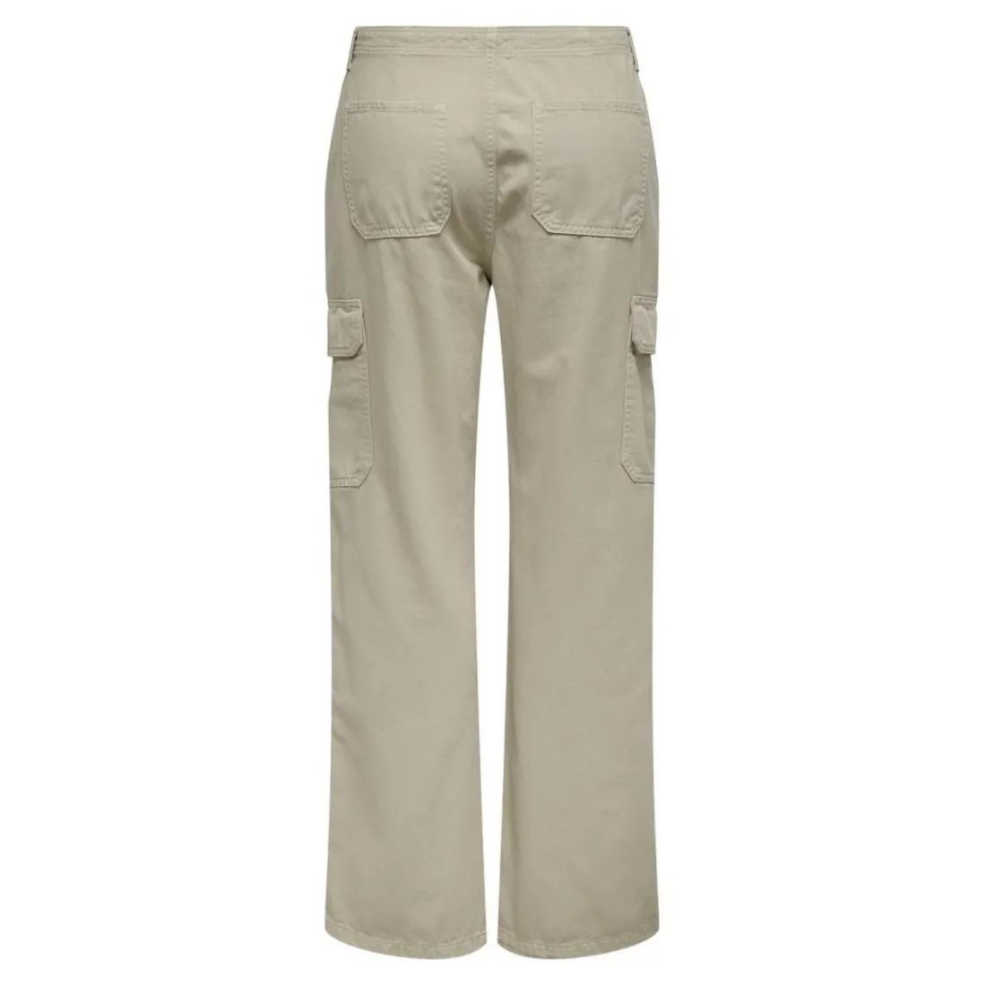 Pantalon cargo fermeture par bouton. fermeture éclair taille haute gris clair en coton Mae