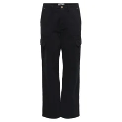 Pantalon cargo fermeture par bouton. fermeture éclair taille haute noir en coton Queen