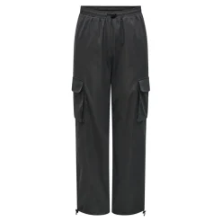 Pantalon cargo fermeture à cordon taille haute gris foncé en coton Meg