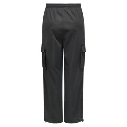 Pantalon cargo fermeture à cordon taille haute gris foncé en coton Meg