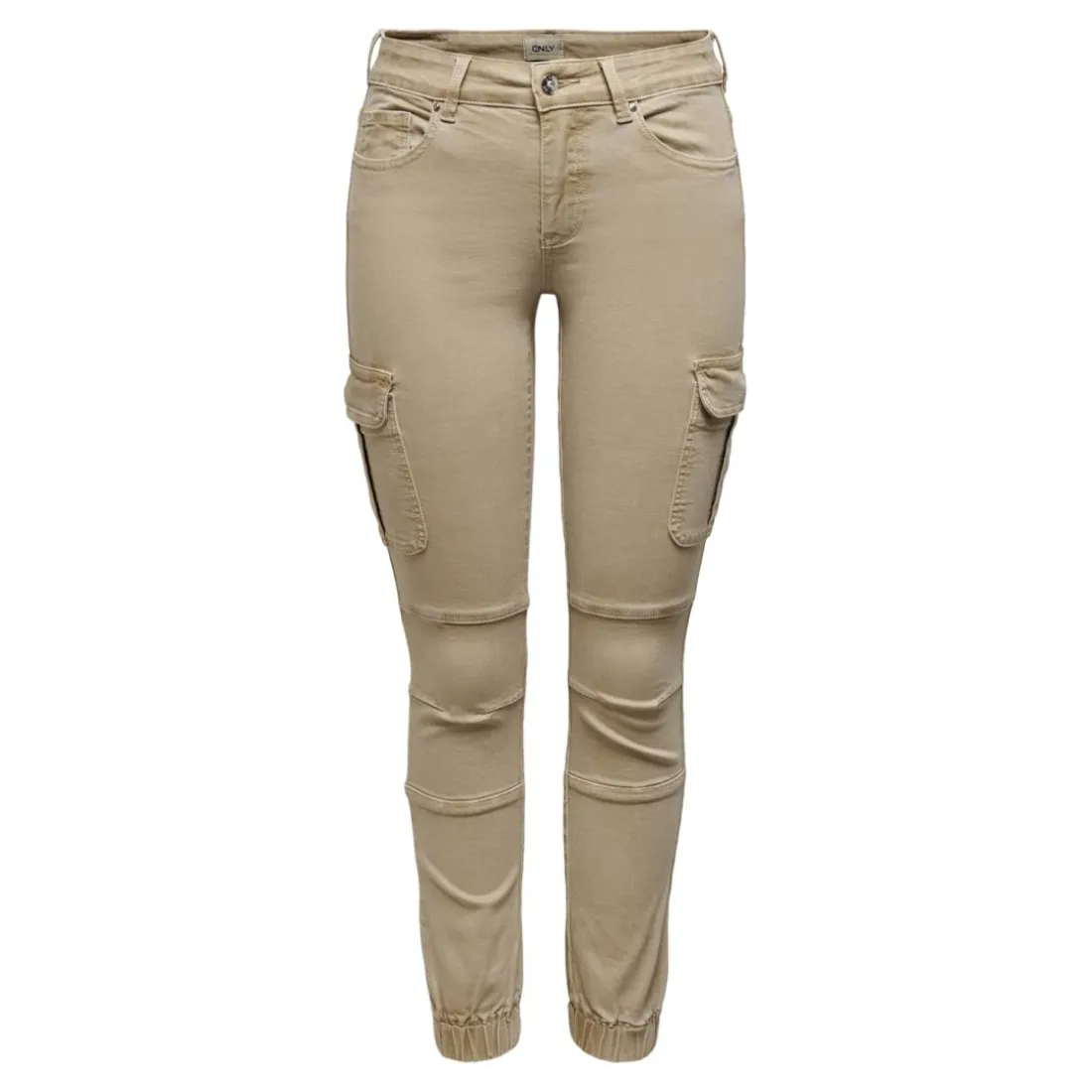 Pantalon cargo fermeture par bouton. fermeture éclair taille moyenne marron clair en coton Meg