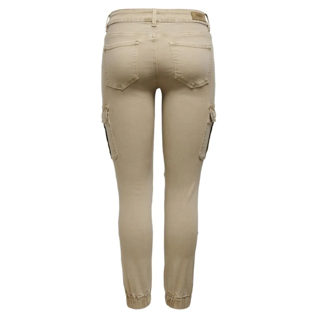 Pantalon cargo fermeture par bouton. fermeture éclair taille moyenne marron clair en coton Meg