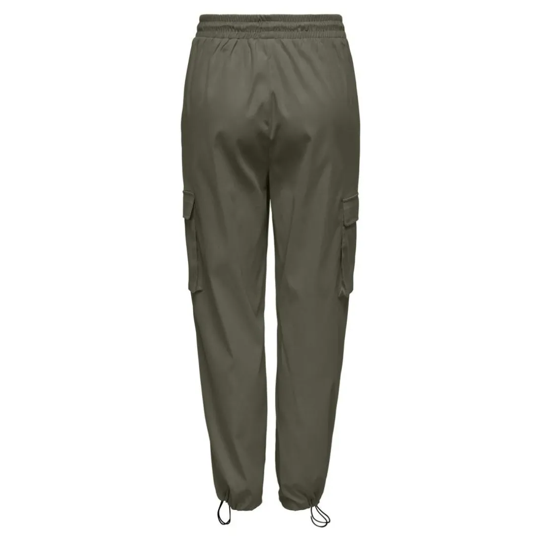 Pantalon cargo fermeture à cordon taille haute vert en coton Clio