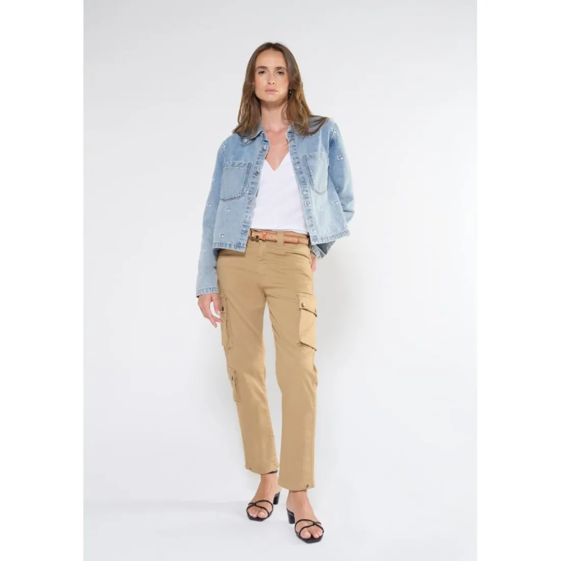 Pantalon cargo JOW beige en coton Pia
