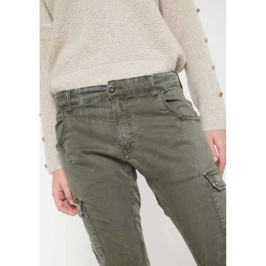 Pantalon cargo RIVERA vert en coton