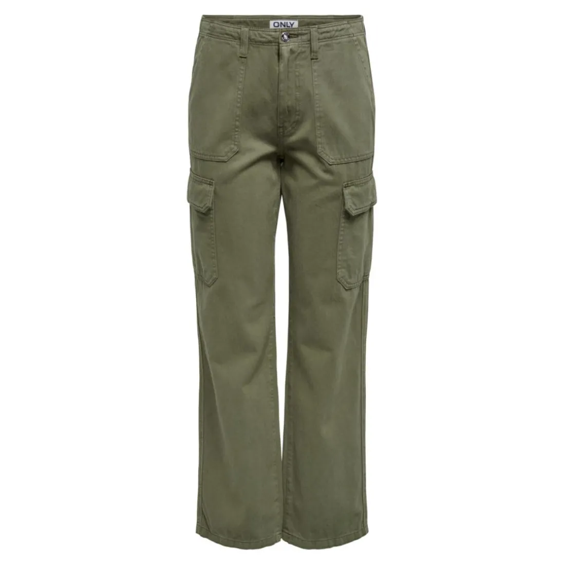 Pantalon cargo taille haute vert en coton Alia