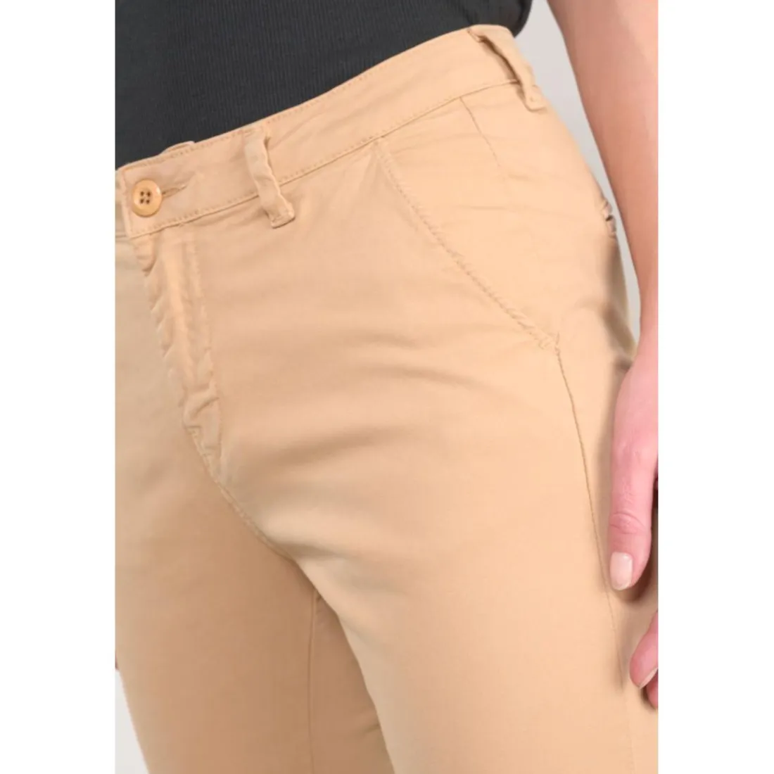 Pantalon chino DYLI 6 beige Hana en coton