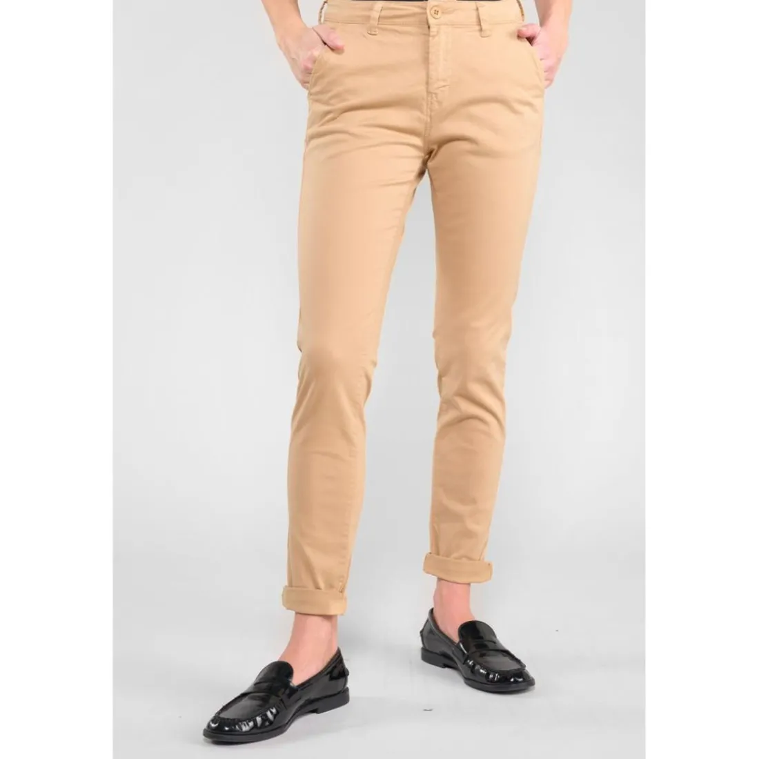 Pantalon chino DYLI 6 beige Hana en coton