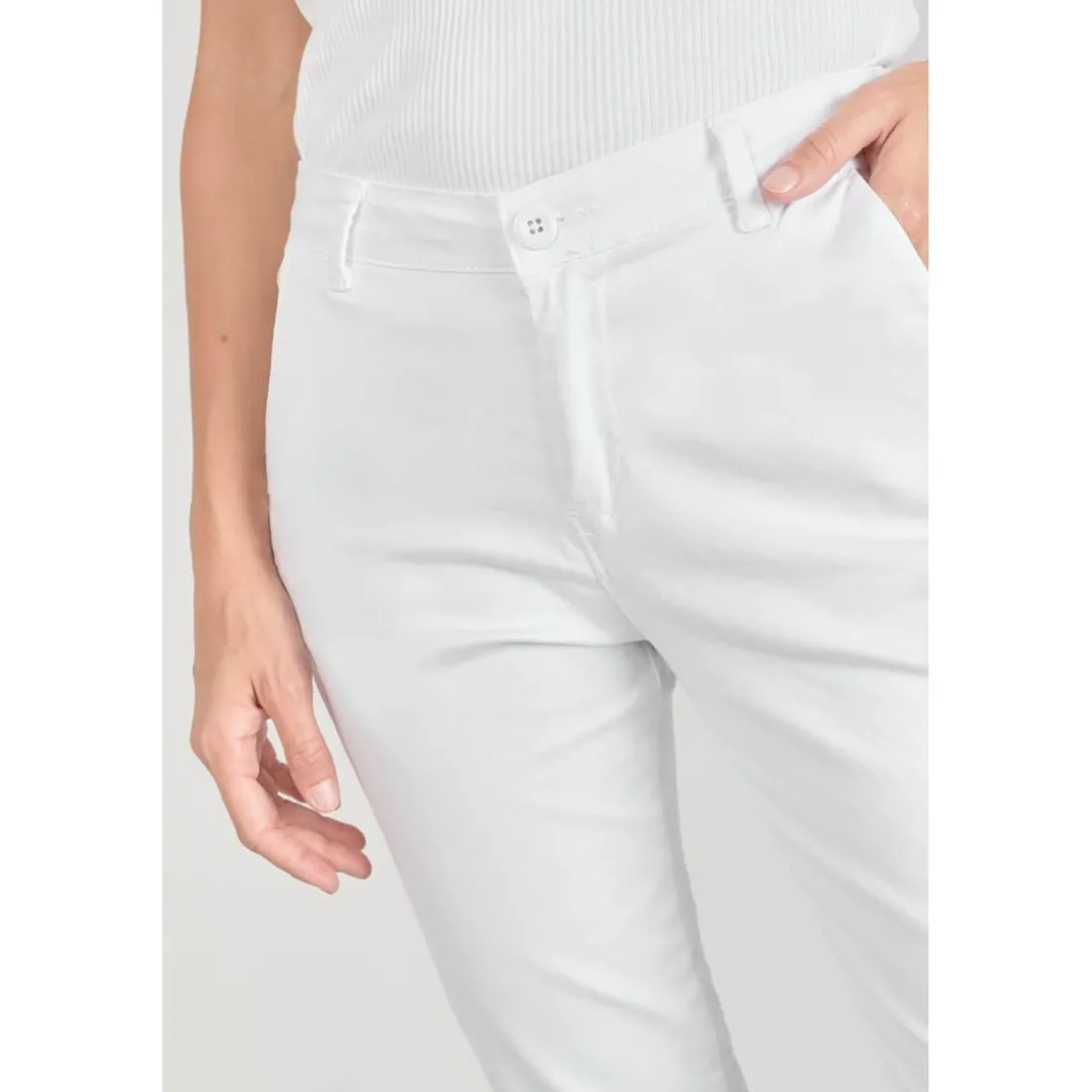 Pantalon chino Dyli3 blanc en coton