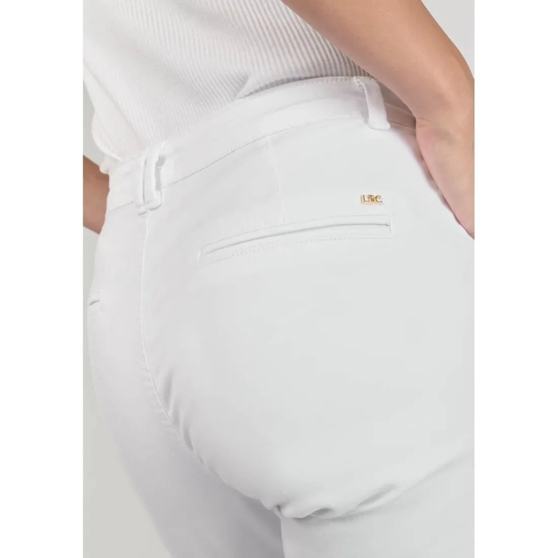 Pantalon chino Dyli3 blanc en coton
