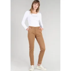 Pantalon chino Dyli4 cappuccino blanc en coton