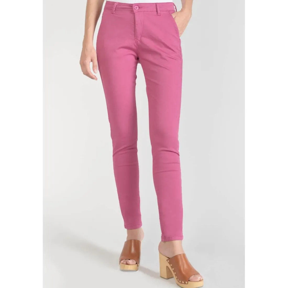 Pantalon chino Dyli3 fuchsia rouge en coton