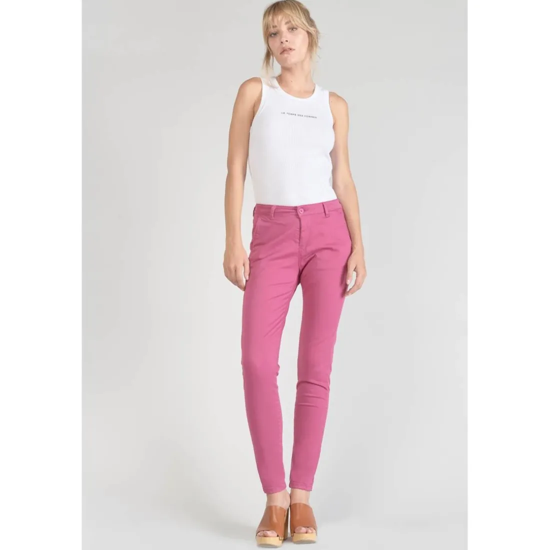 Pantalon chino Dyli3 fuchsia rouge en coton