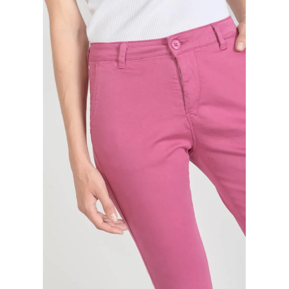 Pantalon chino Dyli3 fuchsia rouge en coton