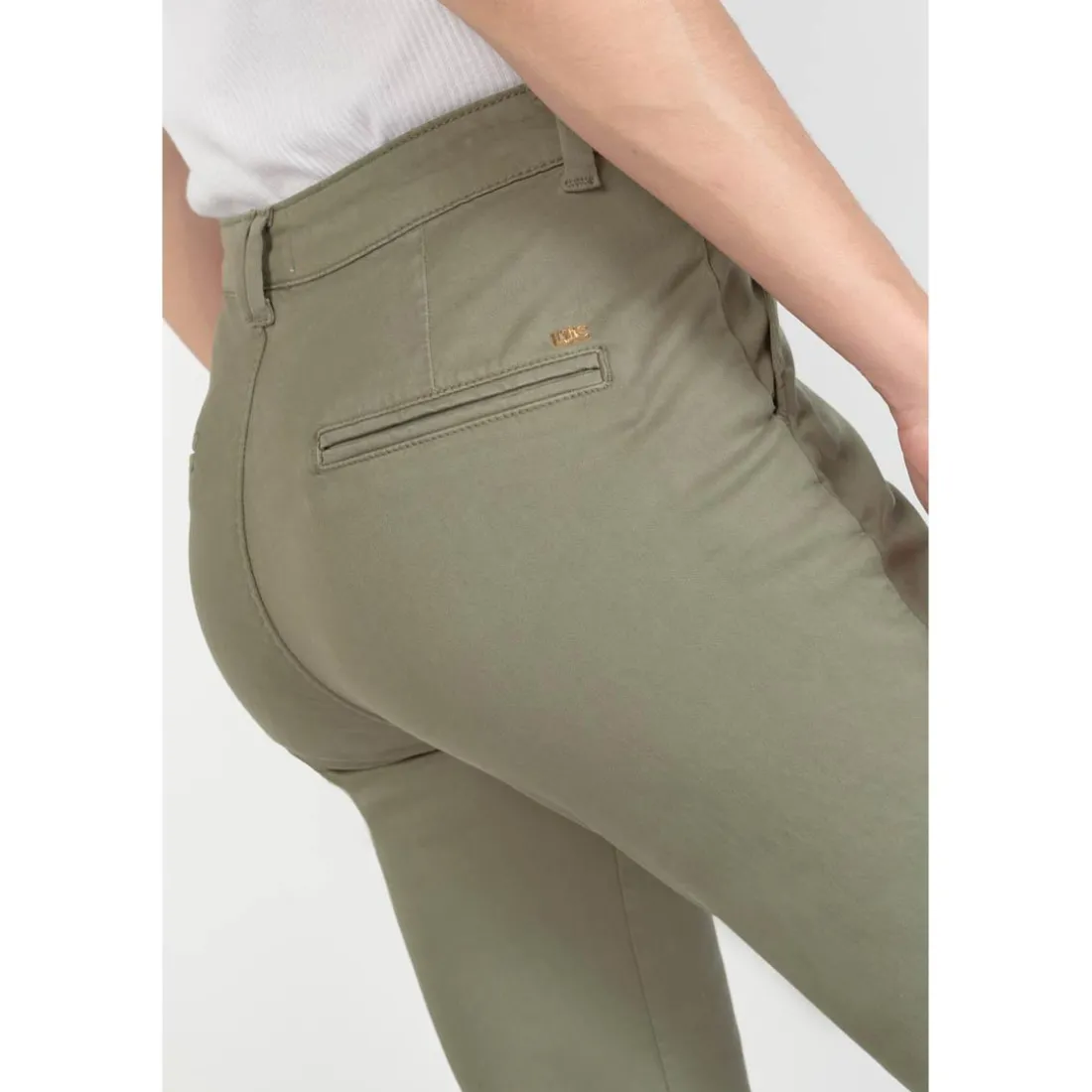 Pantalon chino Dyli3 kaki vert en coton