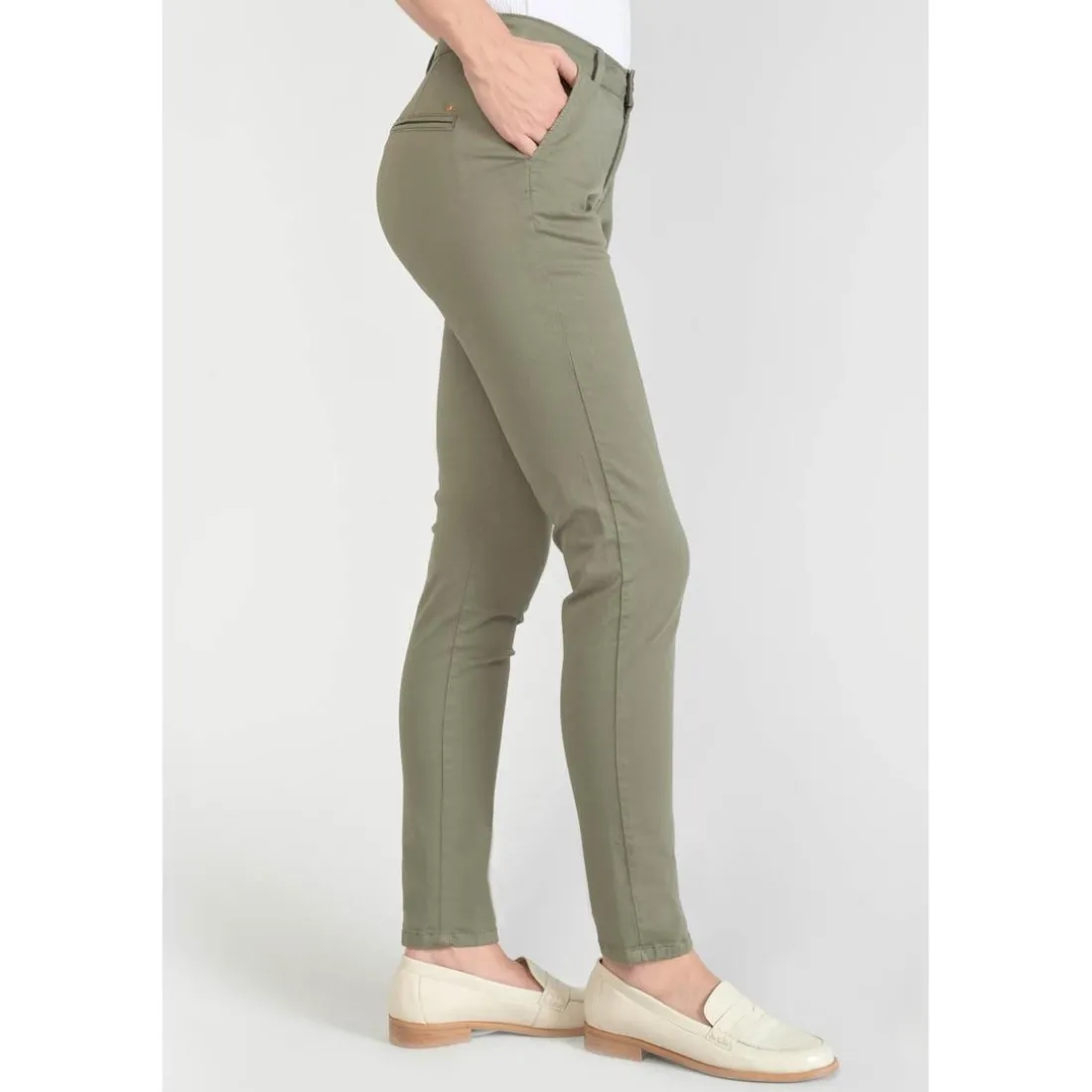 Pantalon chino Dyli3 kaki vert en coton