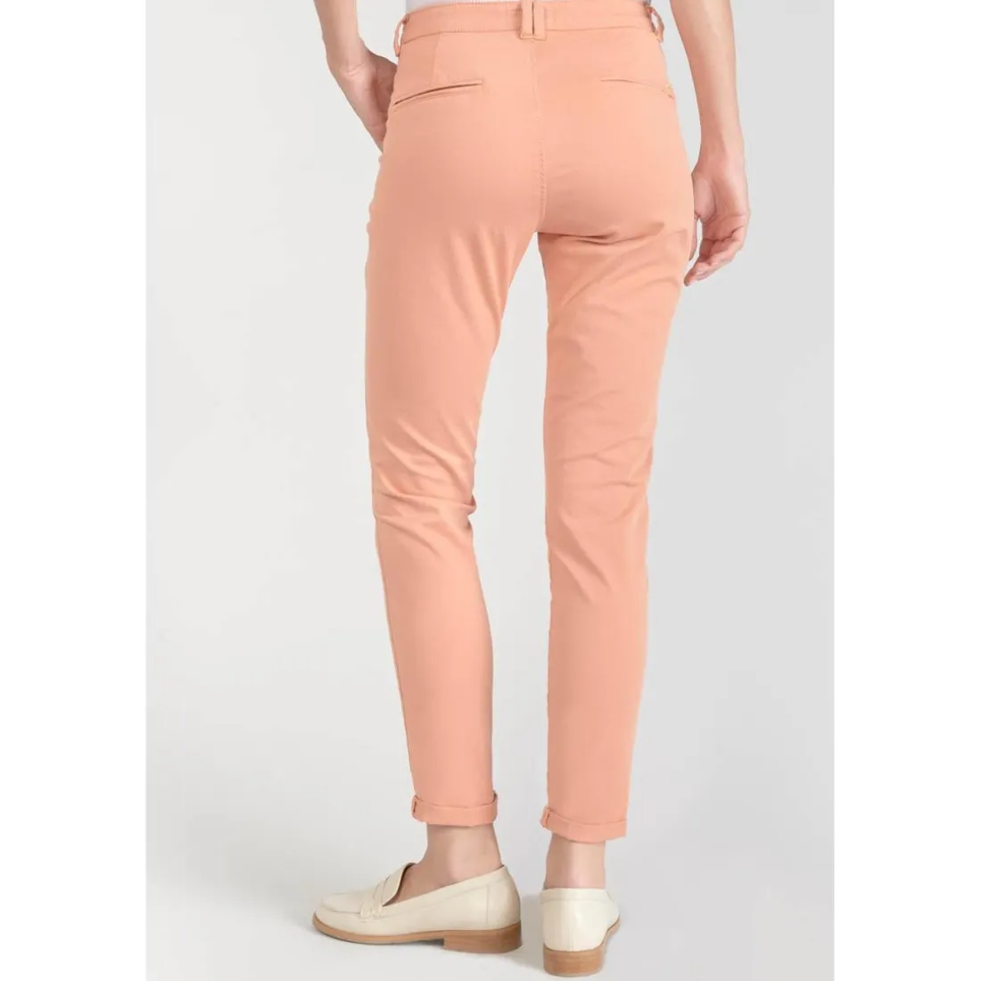 Pantalon chino Dyli3 pêche blanc en coton