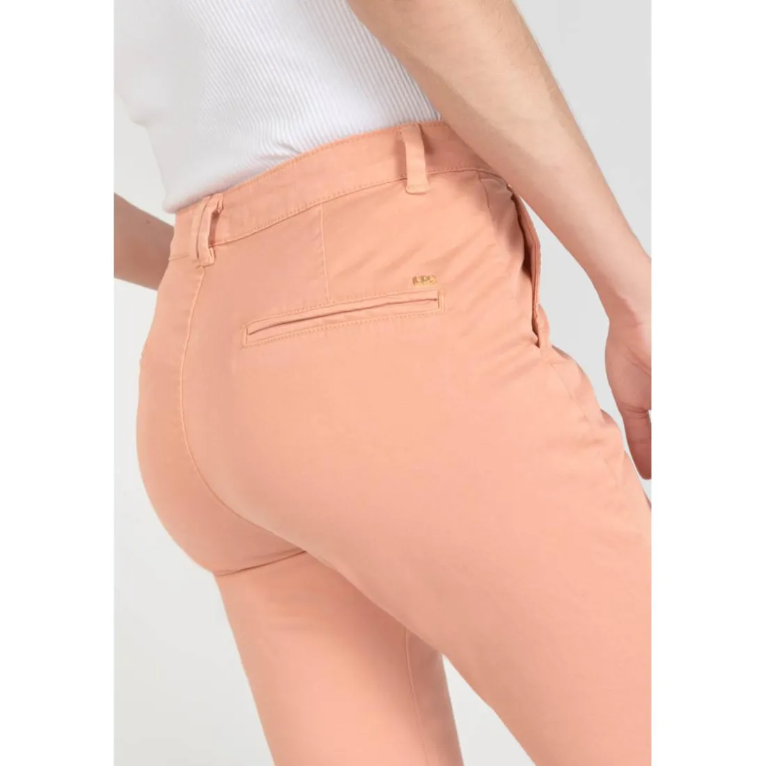 Pantalon chino Dyli3 pêche blanc en coton