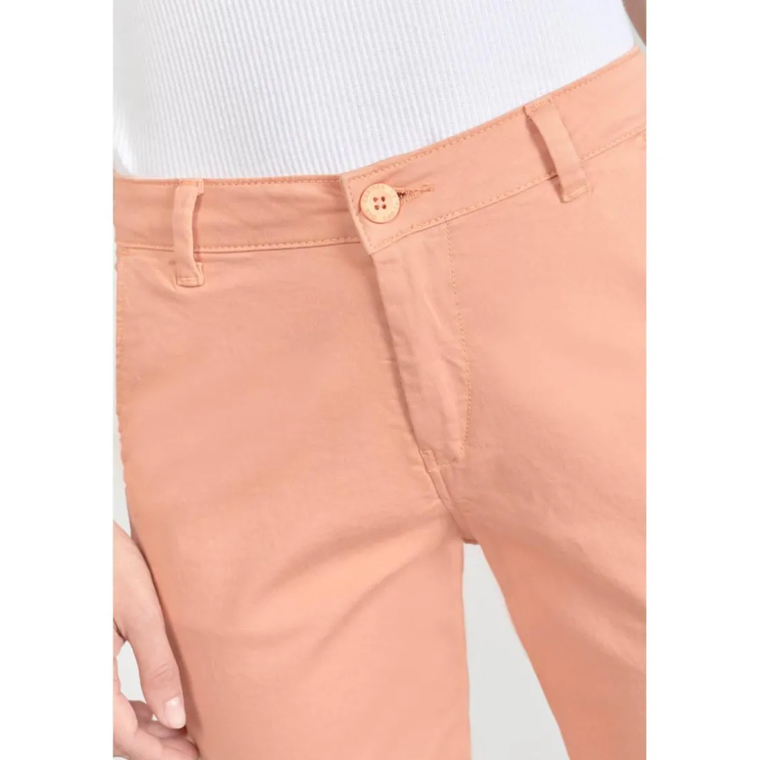 Pantalon chino Dyli3 pêche blanc en coton