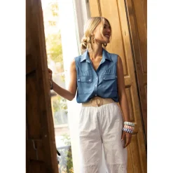 Pantalon Clarisse blanc en coton