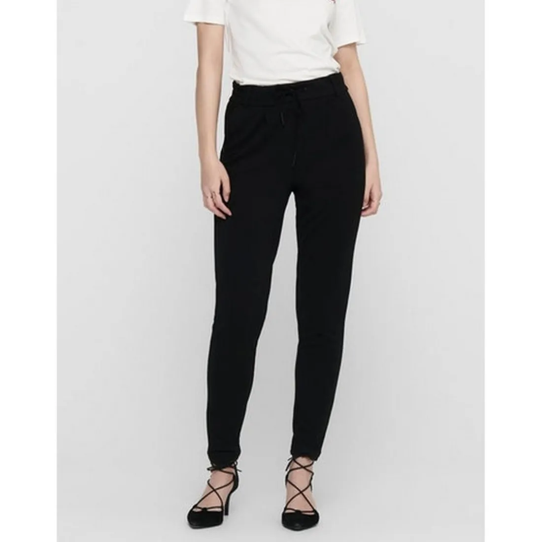 Pantalon Cordon d'attache noir en viscose Jade
