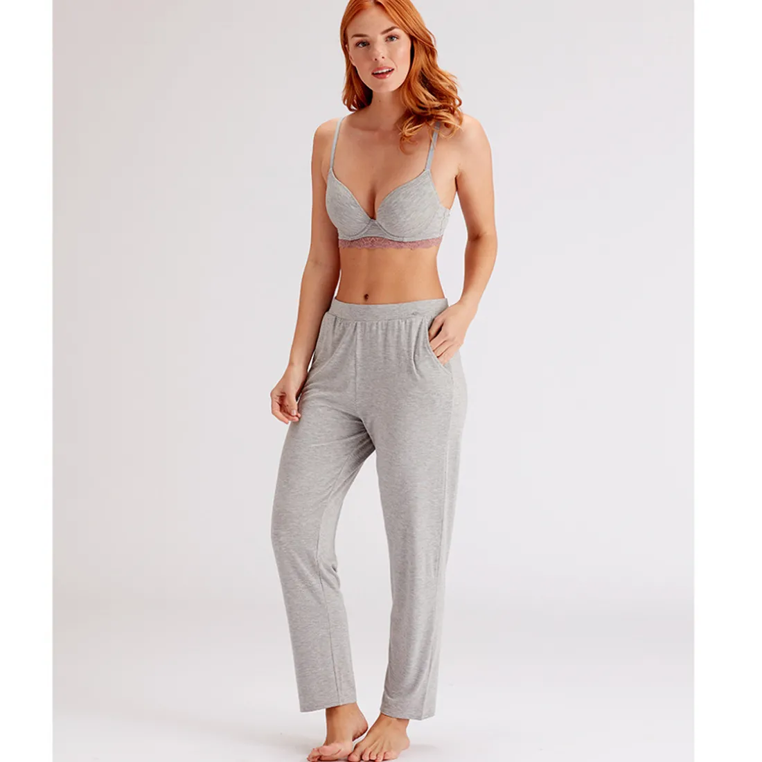 Pantalon de détente gris en coton