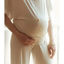 Pantalon de grossesse large 7/8 Blanc - Cache Coeur