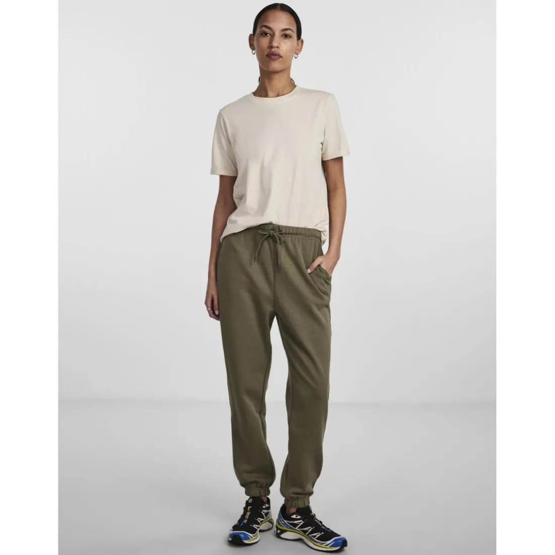 Pantalon de survêtement vert en coton Olia
