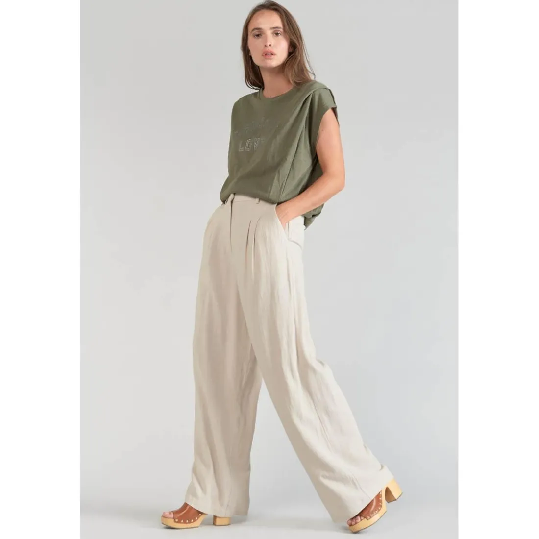 Pantalon droit SAGUA blanc en lin