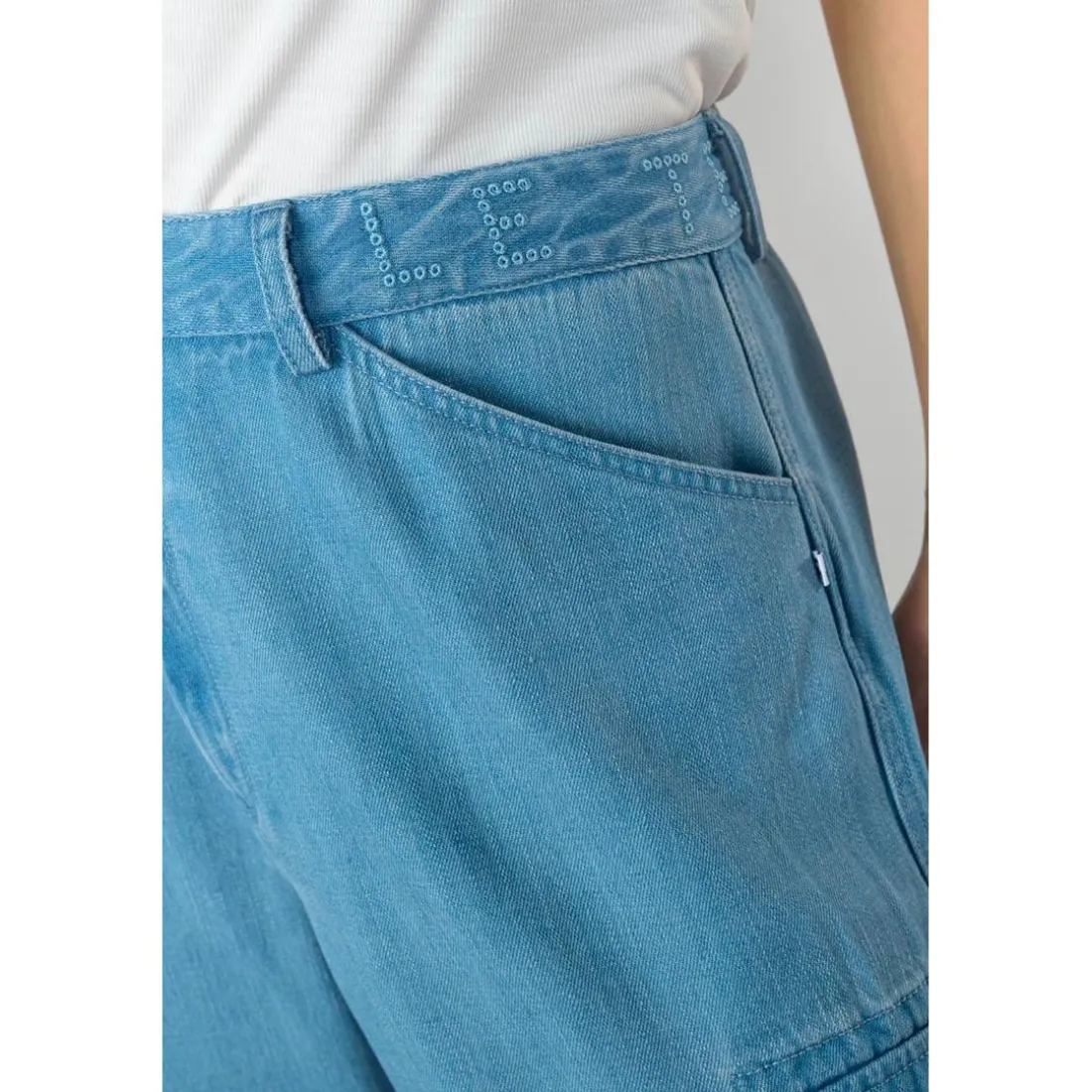 Pantalon droit SCAEVO bleu en tencel