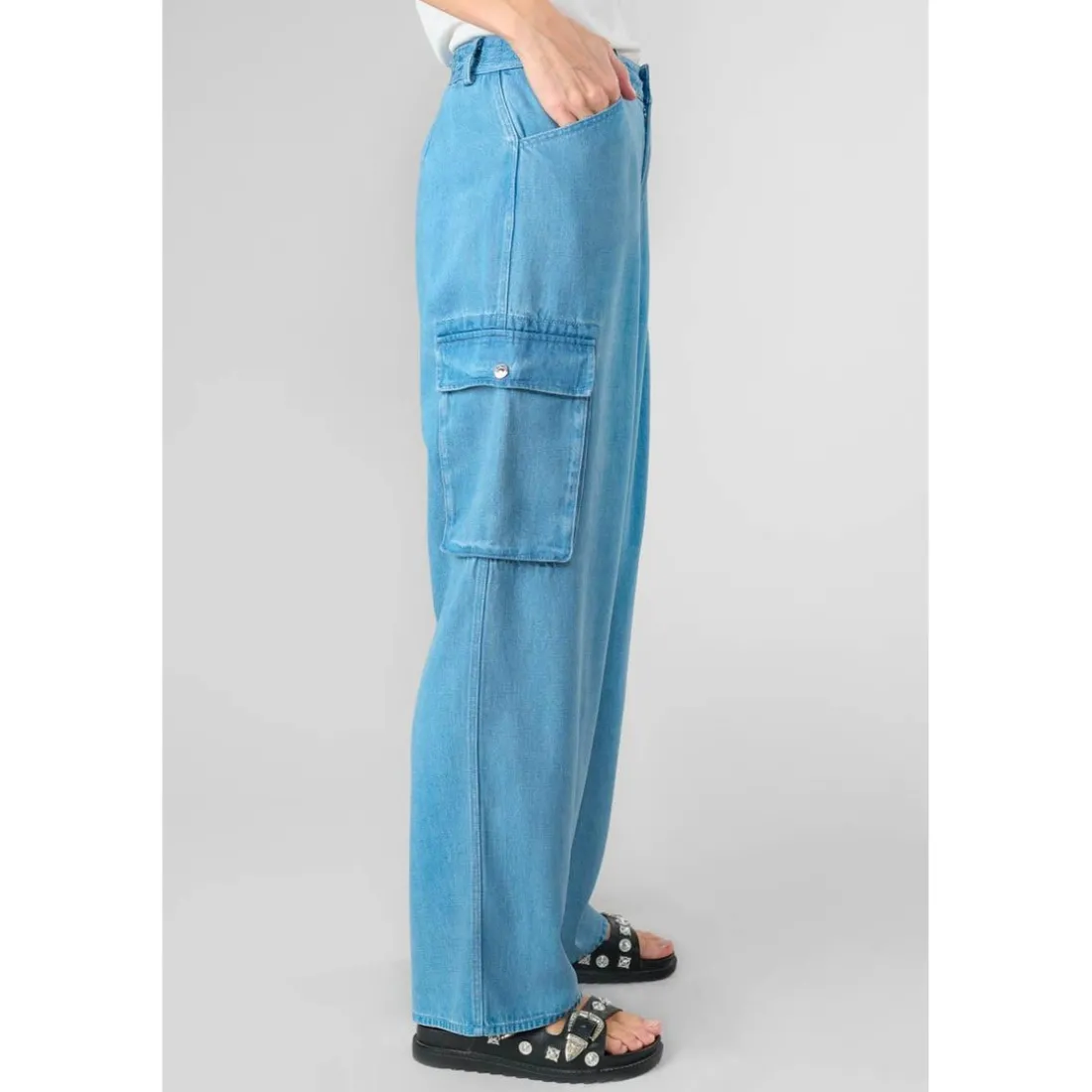Pantalon droit SCAEVO bleu en tencel