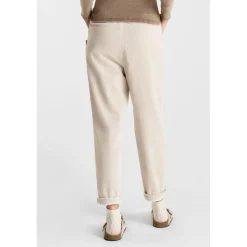 Pantalon droite CORDOGI beige en coton Rose