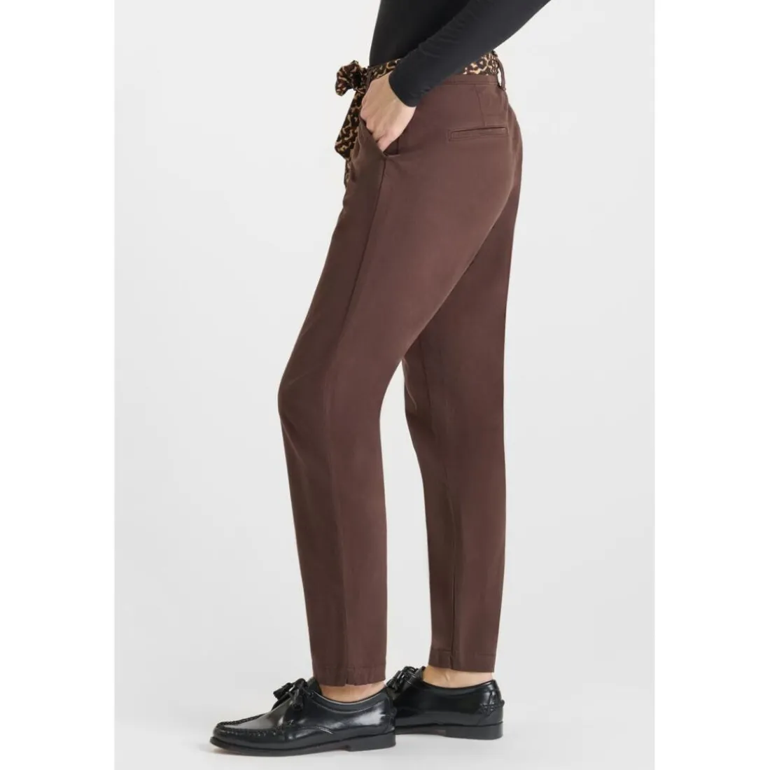 Pantalon droite KRISTIN marron en coton Ida