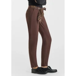 Pantalon droite KRISTIN marron en coton Ida