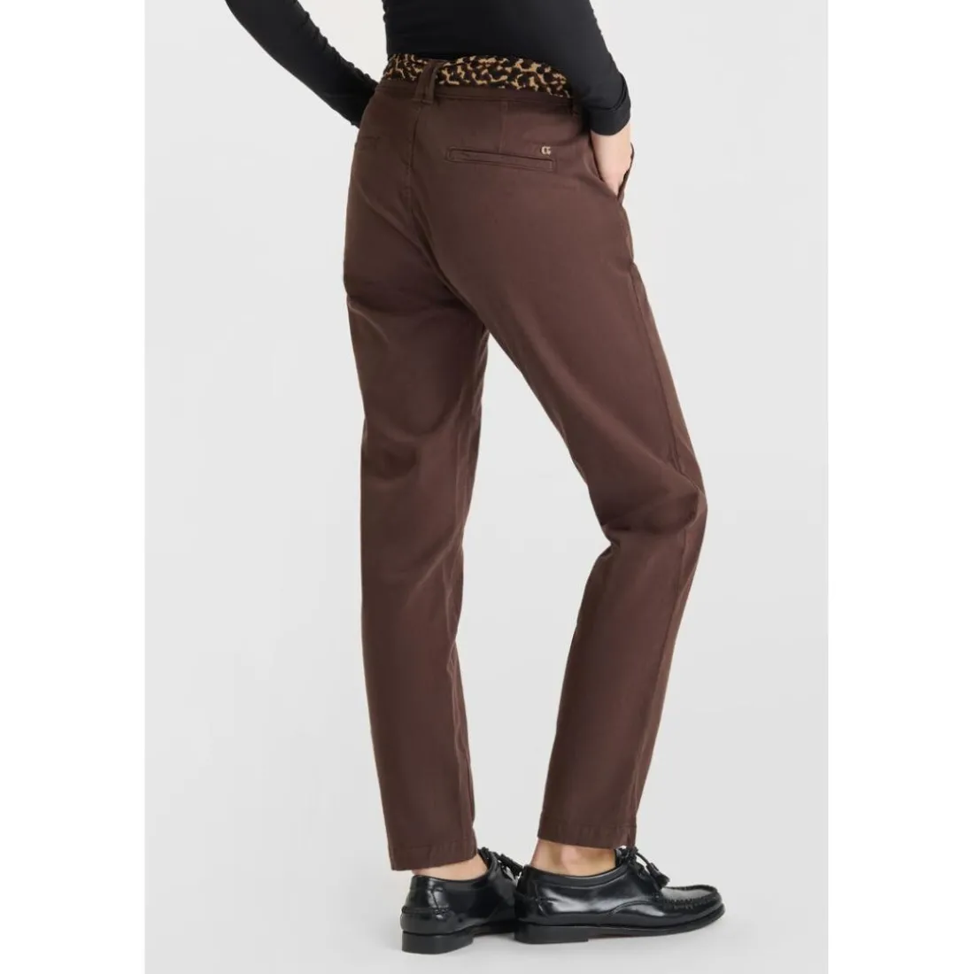 Pantalon droite KRISTIN marron en coton Ida