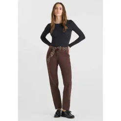 Pantalon droite KRISTIN marron en coton Ida