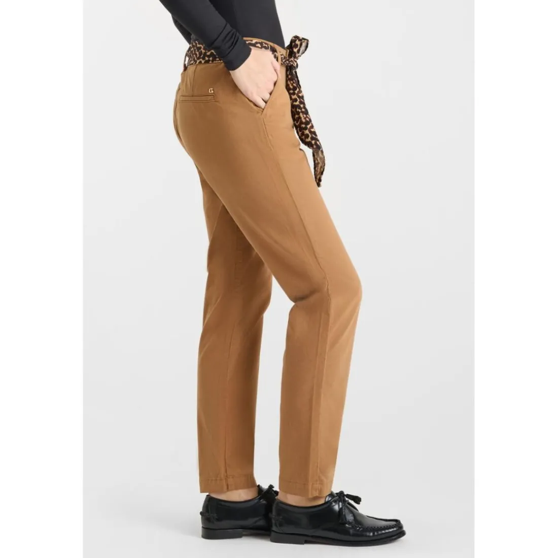 Pantalon droite KRISTIN marron en coton Hana