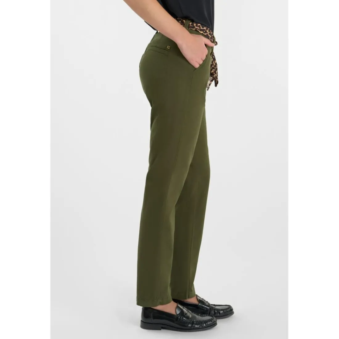 Pantalon droite KRISTIN vert en coton Lucy