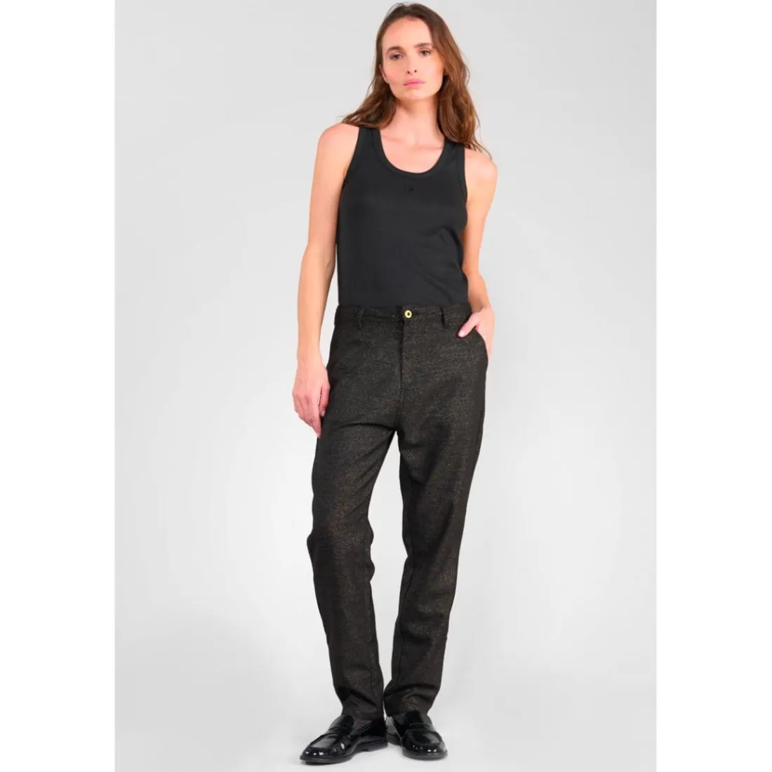 Pantalon droite SPARKLIN noir Lara en coton