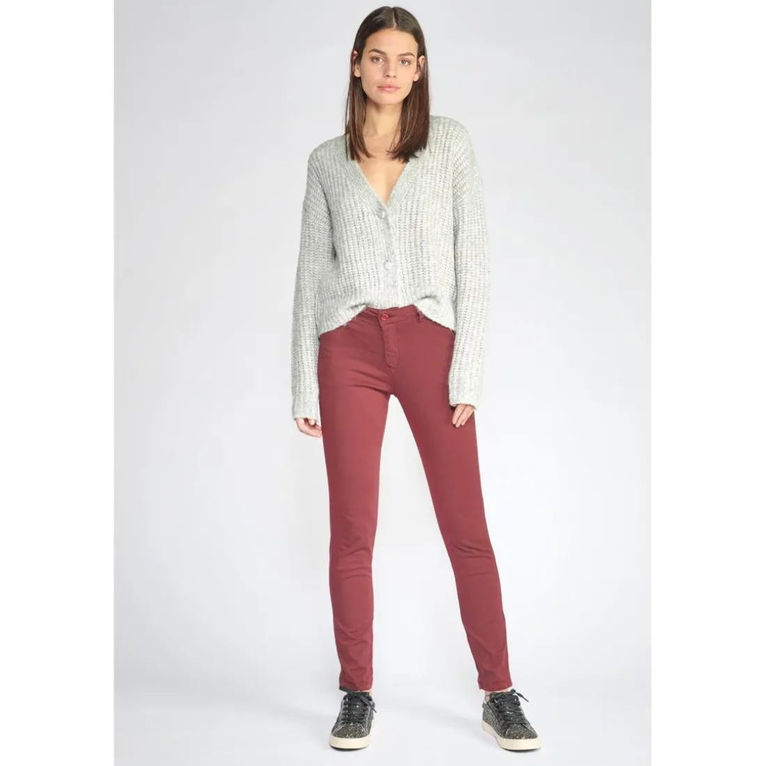 Pantalon dyli bordeaux rouge en coton