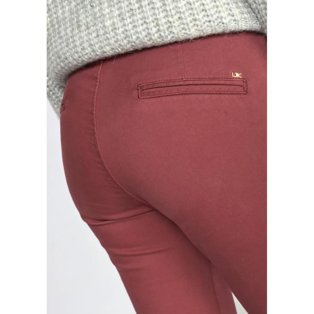 Pantalon dyli bordeaux rouge en coton