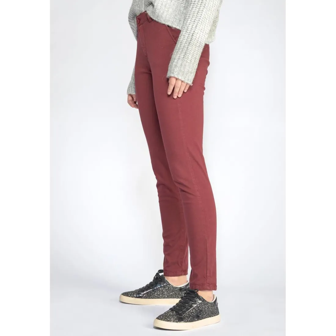 Pantalon dyli bordeaux rouge en coton
