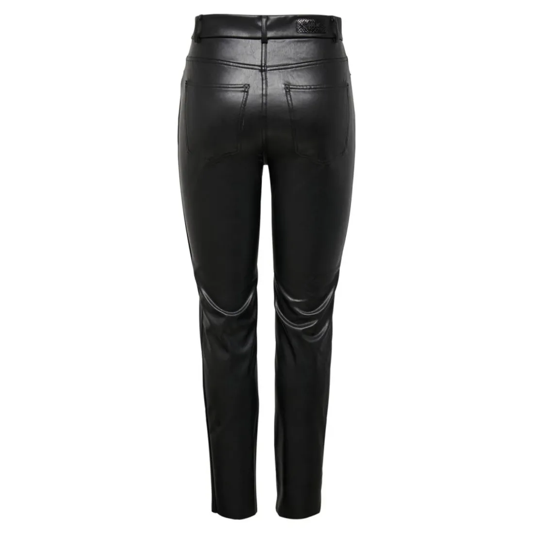 Pantalon en cuir synthétique fermeture par bouton. fermeture éclair taille haute noir Luna