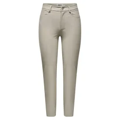 Pantalon en simili-cuir braguette zippée taille haute gris clair Xena