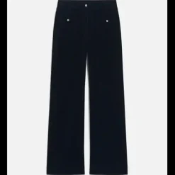 Pantalon femme bleu marine en coton