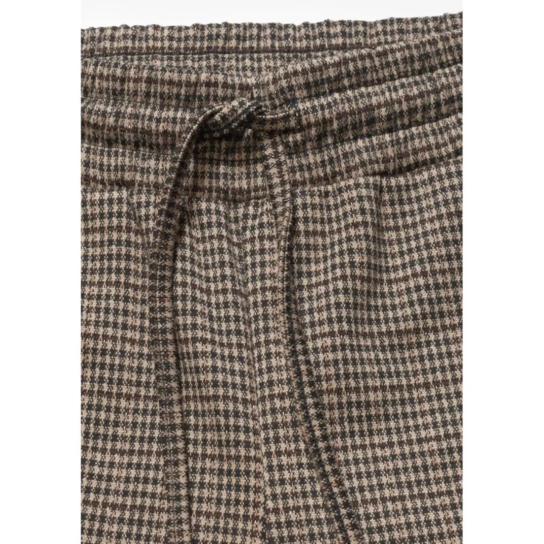 Pantalon fille, cargo Ruzenagi à motif pied de poule beige