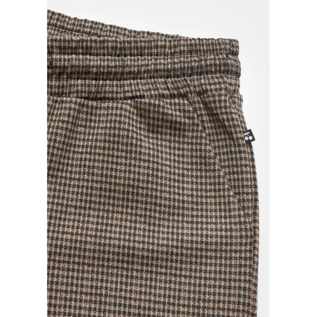 Pantalon fille, cargo Ruzenagi à motif pied de poule beige