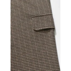 Pantalon fille, cargo Ruzenagi à motif pied de poule beige